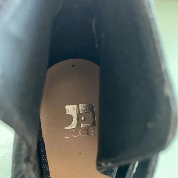 Joe's Jeans Marcy Sandal black denim
wrap around Leather straps Women’s size 6.5 - Picture 10 of 11